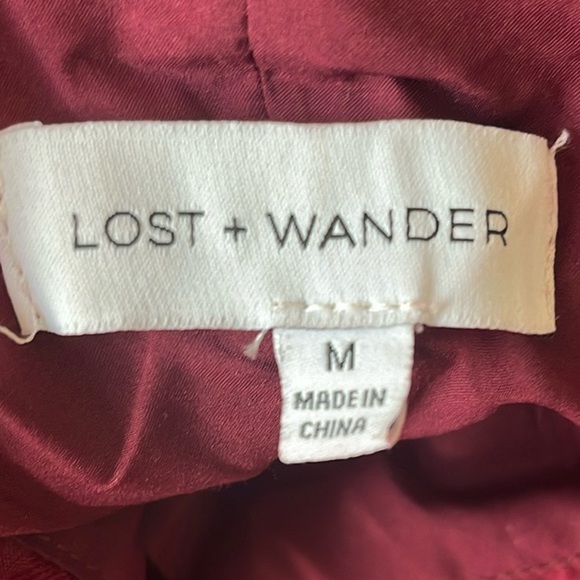 Lost +Wander EUC Celestial Glow Metallic Stripe Cocktail Dress in Maroon Size M - Picture 10 of 11